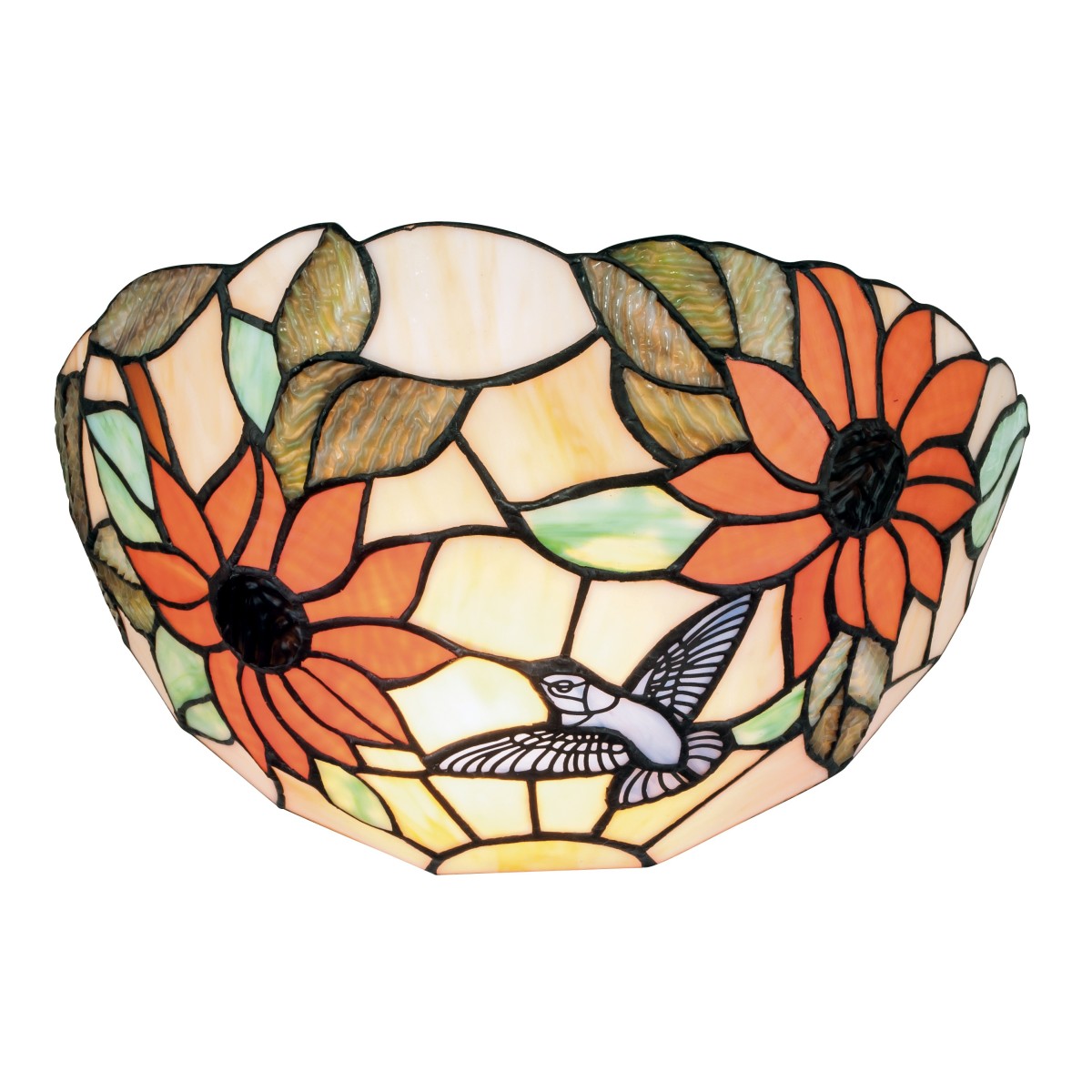 I-DAFNE-AP - Lampe à lunette classique en verre coloré à appliques florales E27