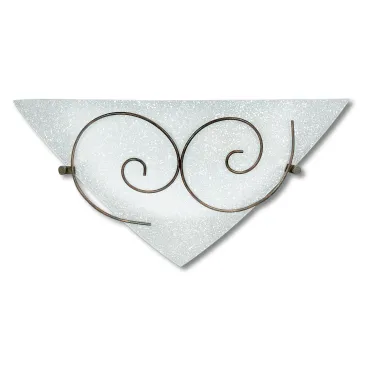 I-070207-8 - Applique Triangolare Riccioli Metallo Anticato Vetro Satinato Lampada da Parete Classica E27