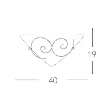 I-070207-8 - Applique Triangolare Riccioli Metallo Anticato Vetro Satinato Lampada da Parete Classica E27