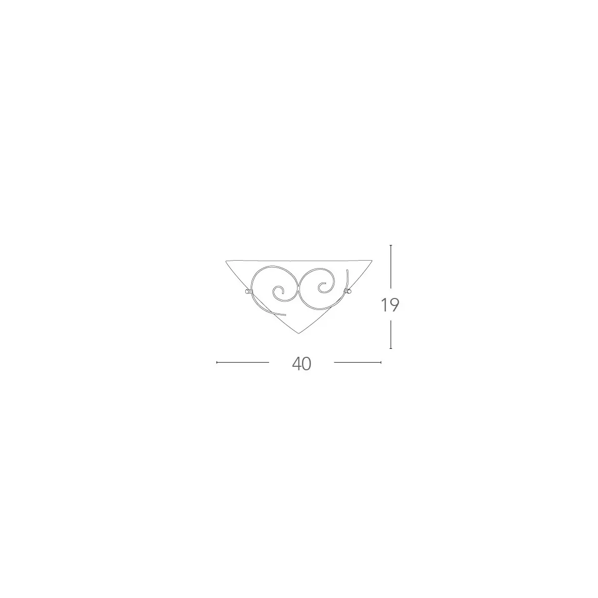 I-070207-8 - Applique Triangolare Riccioli Metallo Anticato Vetro Satinato Lampada da Parete Classica E27