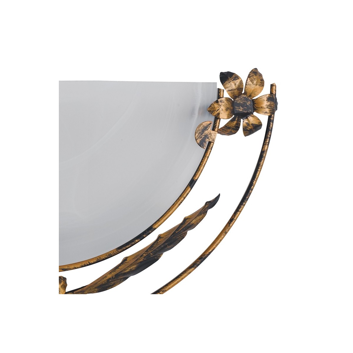 Diffuseur en verre albâtre avec cadre en métal orné de fleurs Hérisson Line Fan Europe