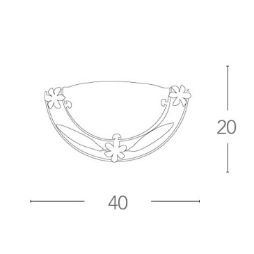 Applique con Diffusore in Vetro Alabastro e Cornice in Metallo Decorata da Fiori Linea Riccio