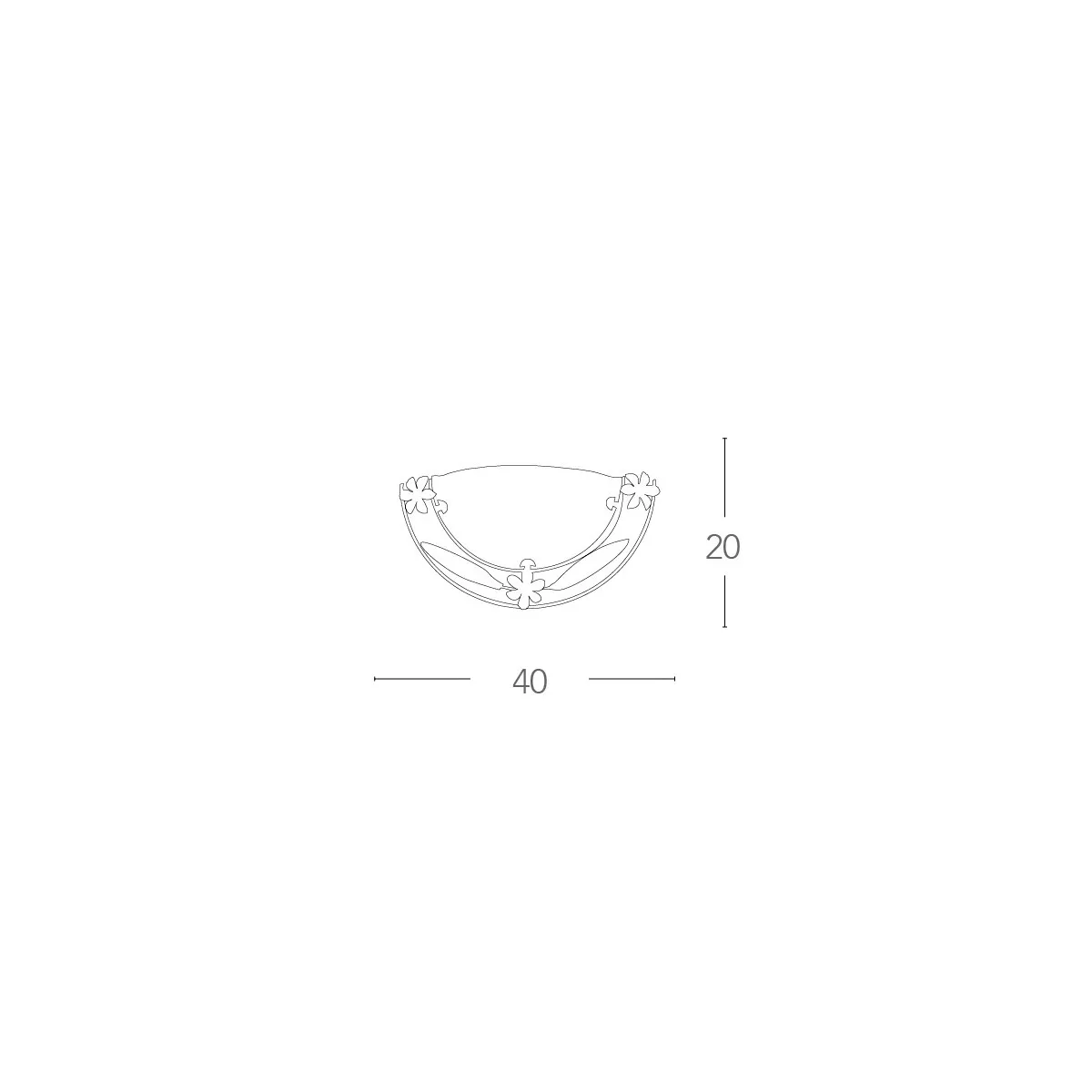 Applique con Diffusore in Vetro Alabastro e Cornice in Metallo Decorata da Fiori Linea Riccio