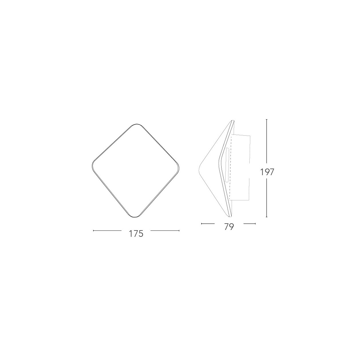 Applique a Rombo LED 3W Bianco Nero | Mondialshop