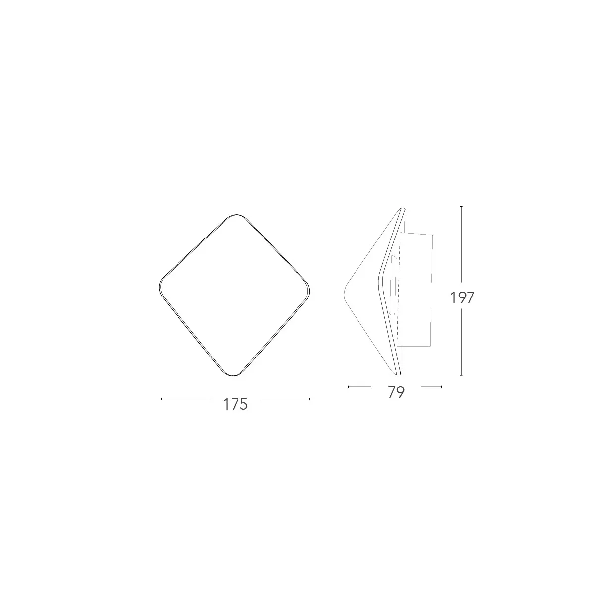 Applique a Rombo LED 3W Bianco Nero | Mondialshop