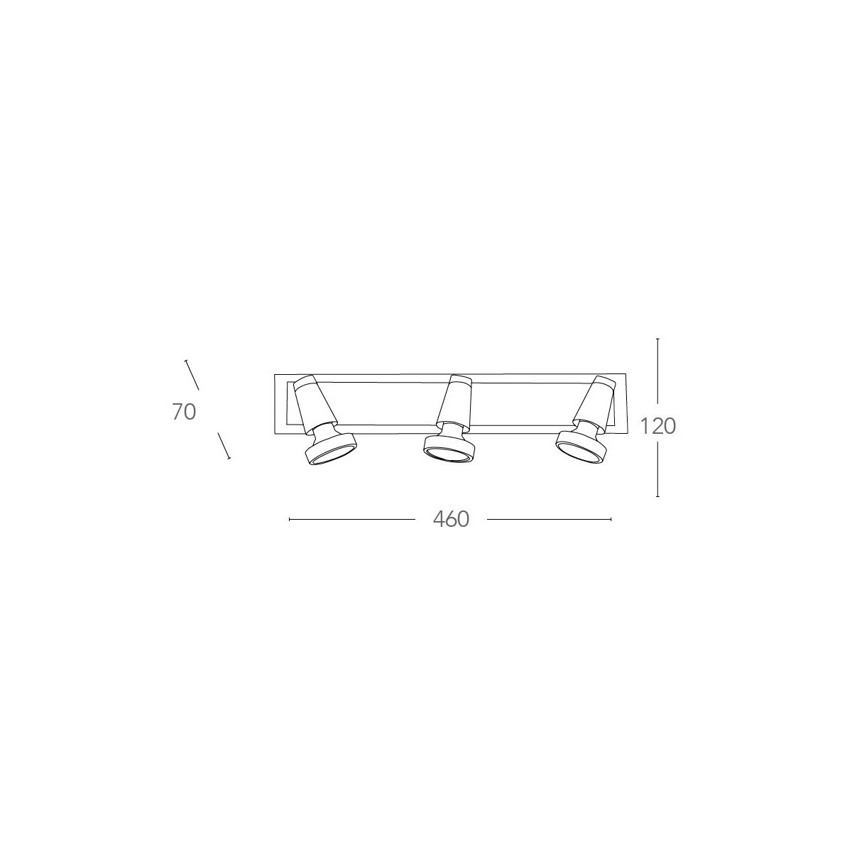 Projecteur triple chromé avec cadre en nickel | Mondialshop