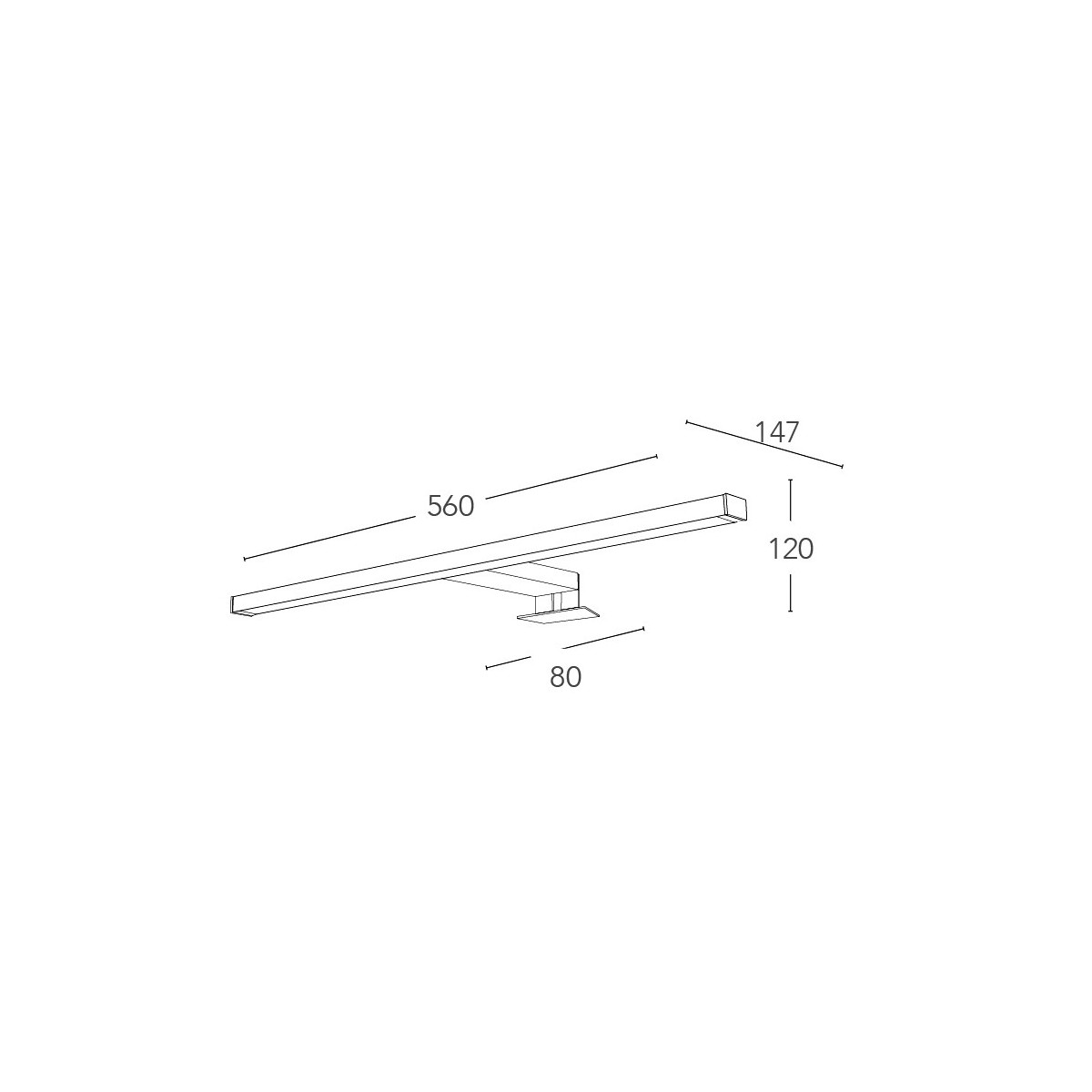 Applique murale à LED pour miroir avec double système de fixation 4000k 740 Lumen 8W 56 x 12H cm