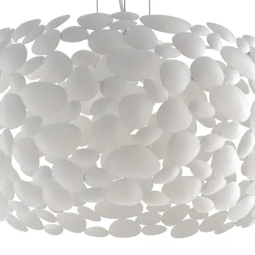 Lampada a sospensione 60W 3XE27 diametro 48cm bianca GRAPE. Moderno punto luce con struttura in metallo a forma di sassi