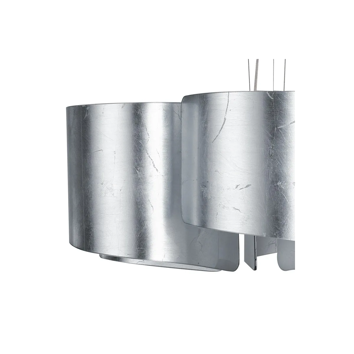 Lustre suspendu avec diffuseurs en verre argenté avec feuille pliée 5 lumières