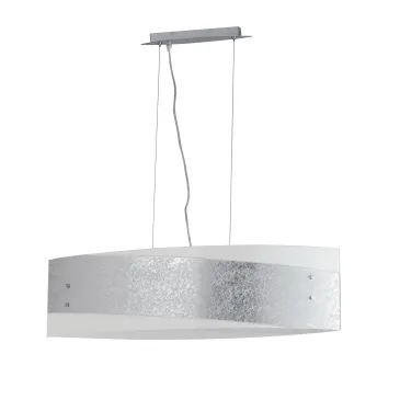 I-PARIS/S4 SIL - Lampadario a Sospensione Decoro Argento Vetro Bianco Sospensione Moderna E27