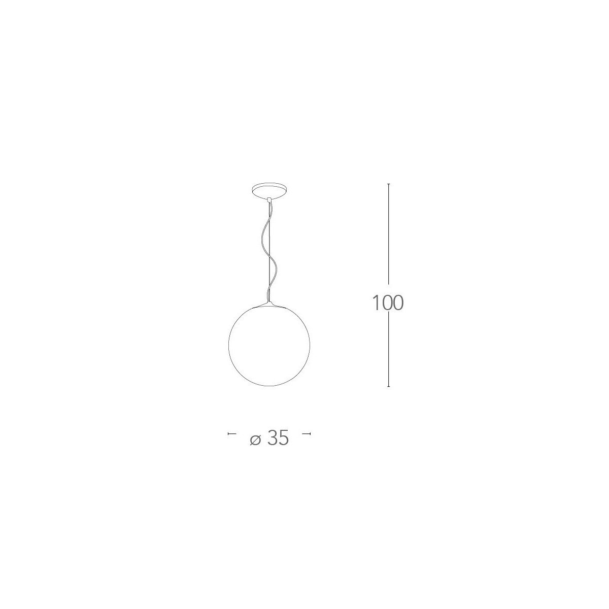 Suspension sphérique City 35 cm en verre blanc avec...