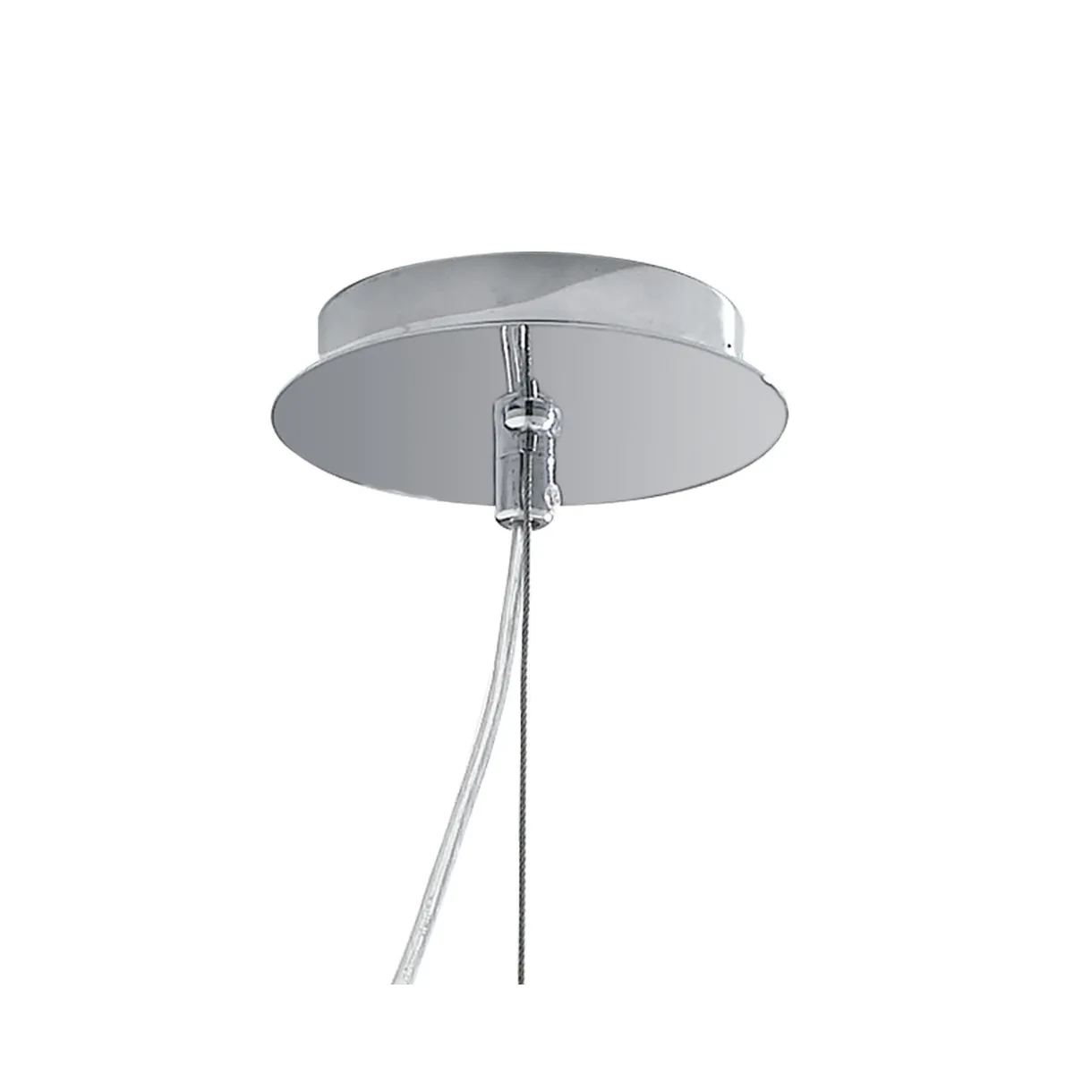 Lampada a sospensione 25W E27 diametro 18cm cromo GILDA. Punto luce moderno dalla forma cilindrica, in vetro e metallo.