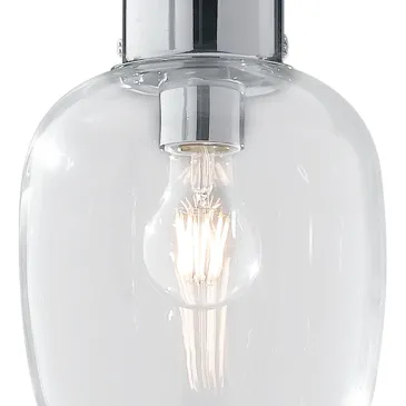 Lampada a sospensione 25W E27 diametro 18cm cromo GILDA. Punto luce moderno dalla forma cilindrica, in vetro e metallo.