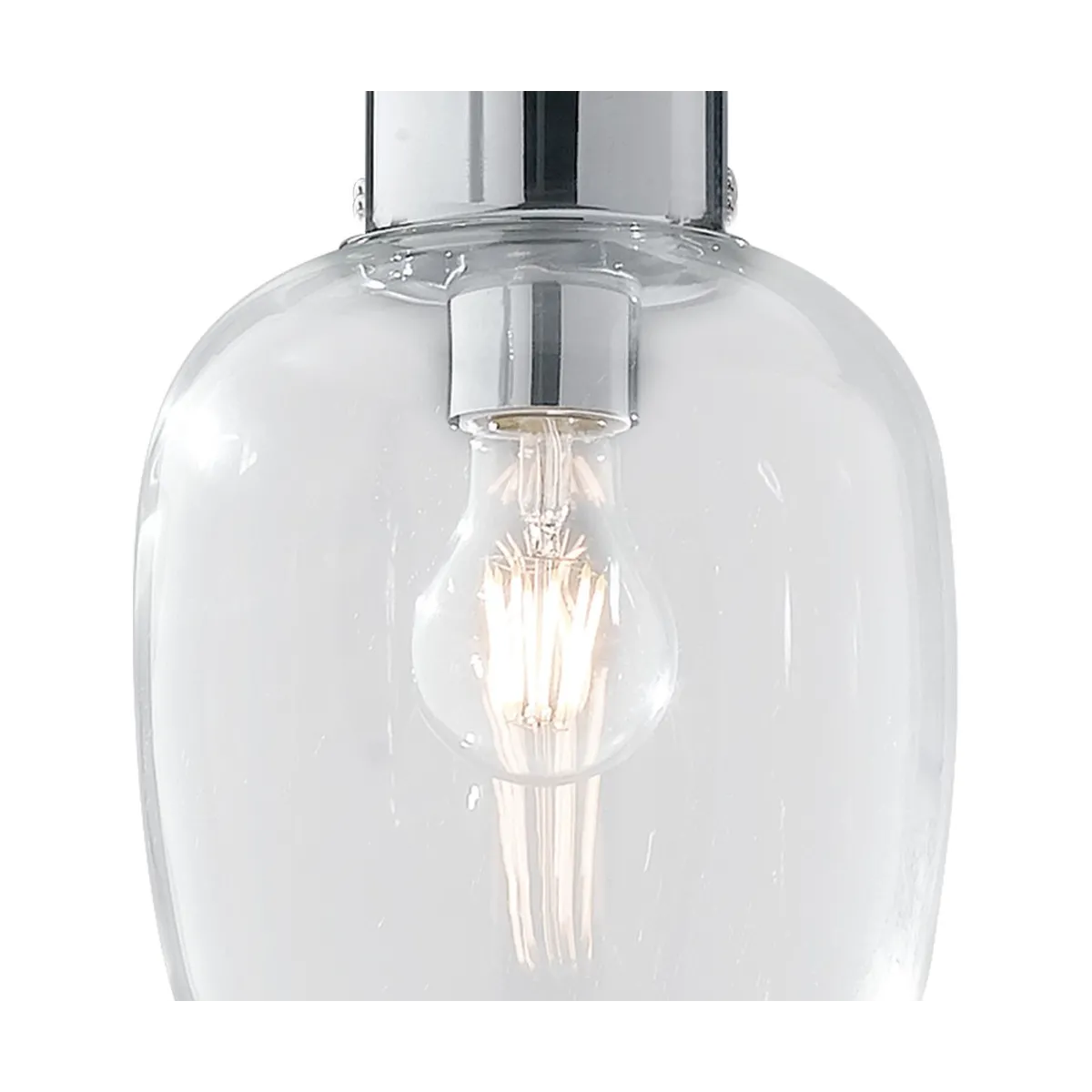 Lampada a sospensione 25W E27 diametro 18cm cromo GILDA. Punto luce moderno dalla forma cilindrica, in vetro e metallo.