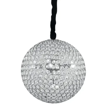 I-PLANET/S35 - Sospensione Sferica Metallo Cromato Cristalli K9 Tondi Lampadario Moderno G9