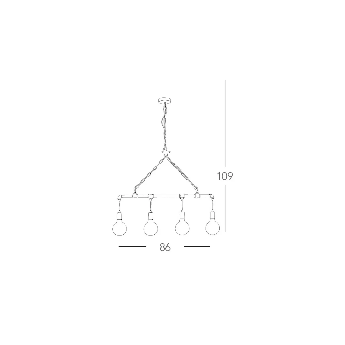 Lustre Amarcord à 4 lumières en métal vintage FanEurope