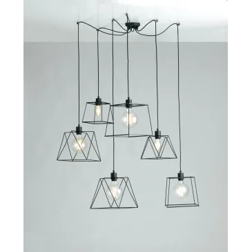 I-BROOKLYN-S6 - Lampadario Rustico Metallo 6 Sospensioni Vintage E27