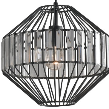 Décoration de cage en métal noir avec inserts en verre transparent Opium Line