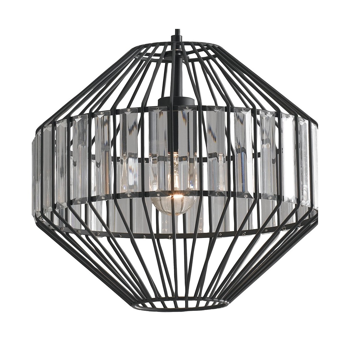 Décoration de cage en métal noir avec inserts en verre transparent Opium Line