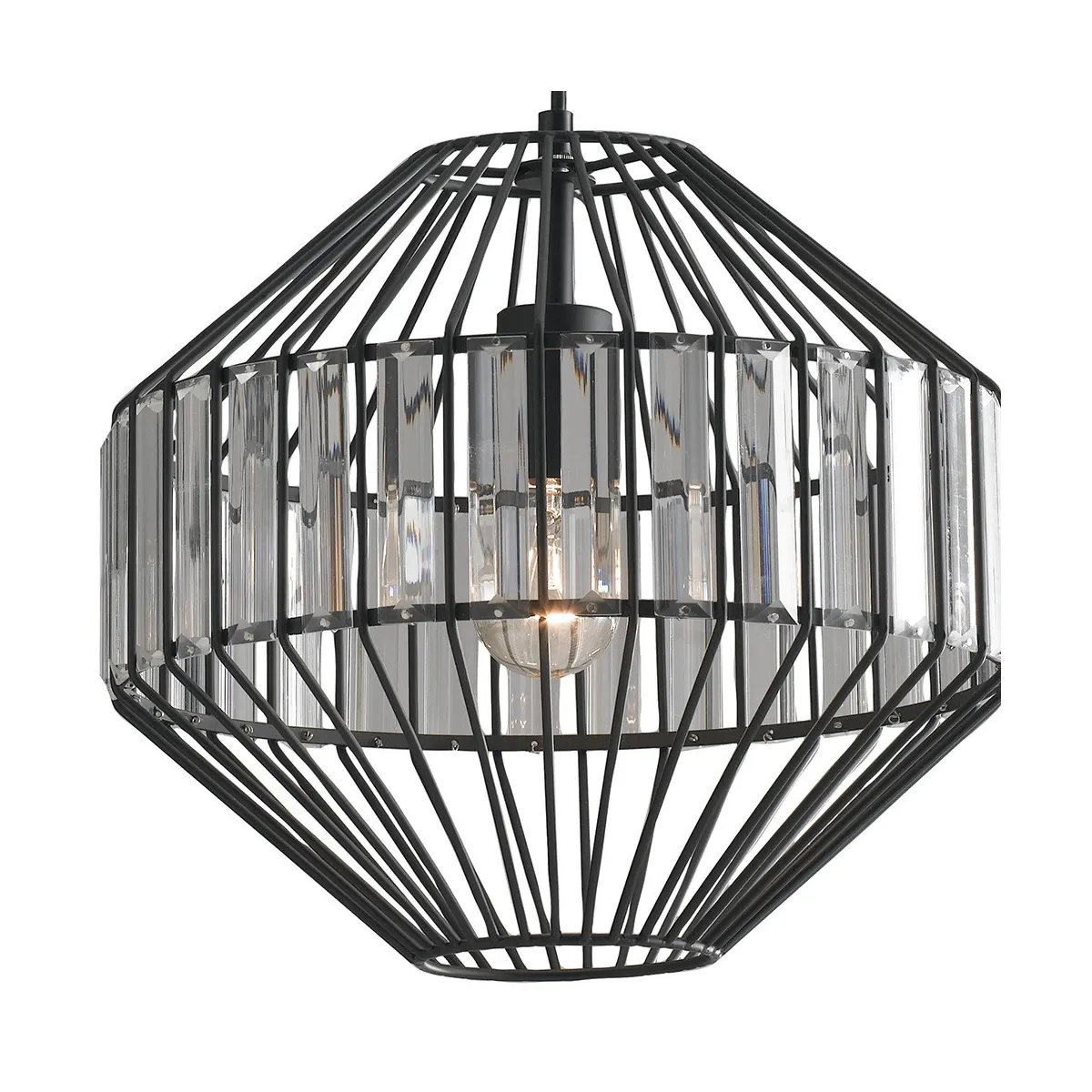 Décoration de cage en métal noir avec inserts en verre transparent Opium Line
