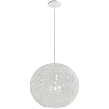 I-ESEDRA-S50 BCO - Lustre à Suspension Spherical Net White Metal Modern E27