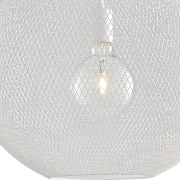 Abat-jour Esedra Chandelier Cage Sphérique en Métal Blanc