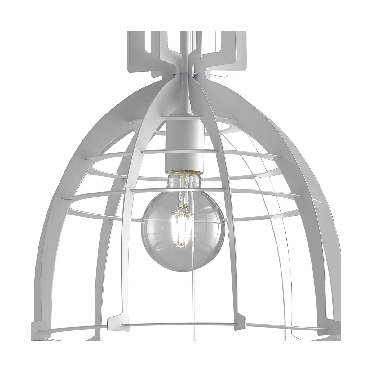 Lustre urbain en métal blanc avec abat-jour