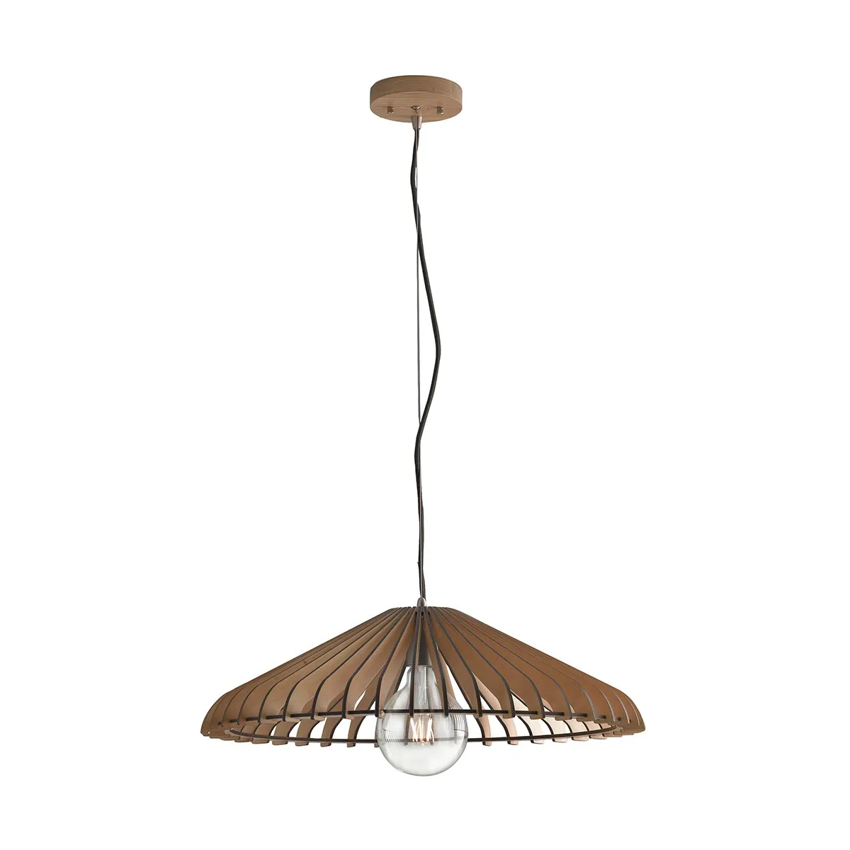 I-CALDER-S30 - Sospensione Rustica in Legno Naturale Lampadario Moderno E27