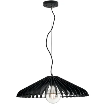 I-CALDER-S50 BLACK - Suspension Abat-jour Bois Noir Lustre Rustique Minimal E27