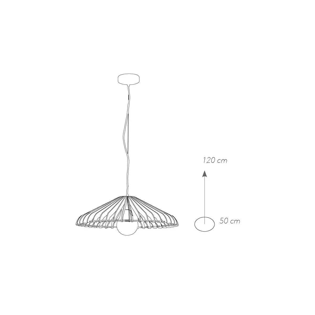 I-CALDER-S50 BLACK - Suspension Abat-jour Bois Noir Lustre Rustique Minimal E27