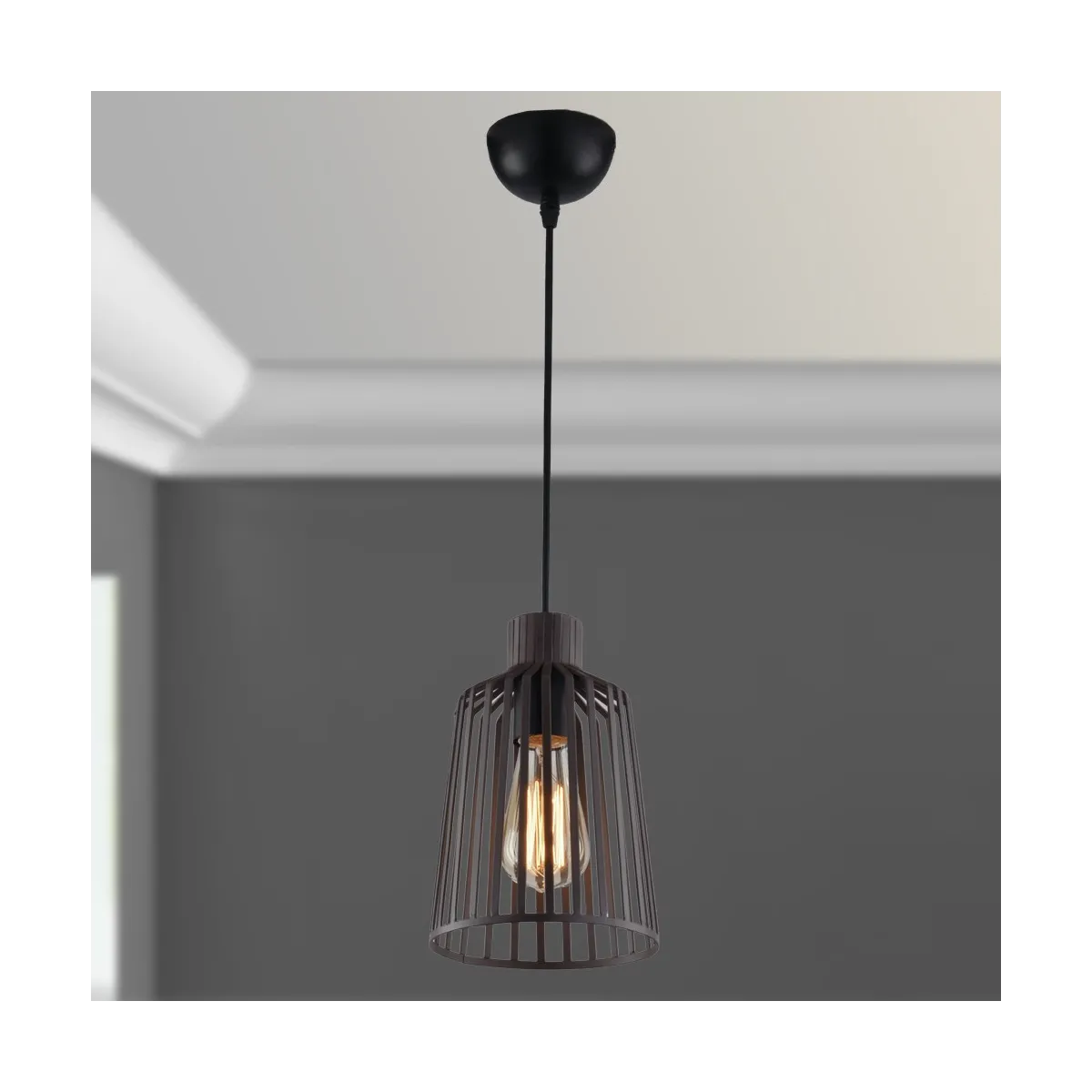 I-DAYTON-S16 BRO - Sospensione Gabbia Metallo Bronzo Lampadario Rustico E27