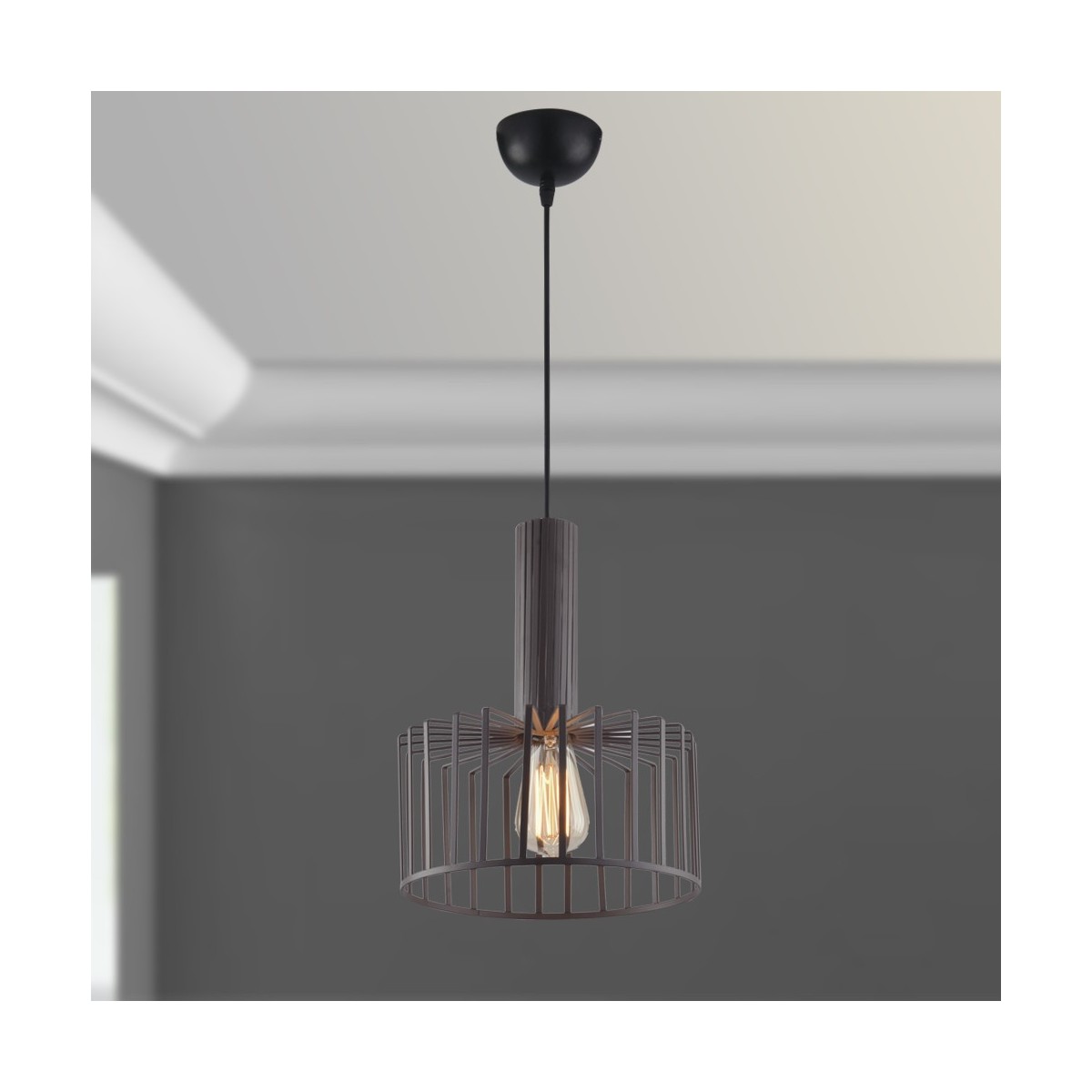 I-DAYTON-S25 BRO - Lampadario Sospensione Bronzo paralume...