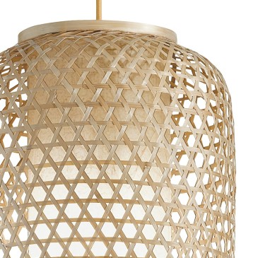 Suspension zen avec décoration tressée en bambou naturel
