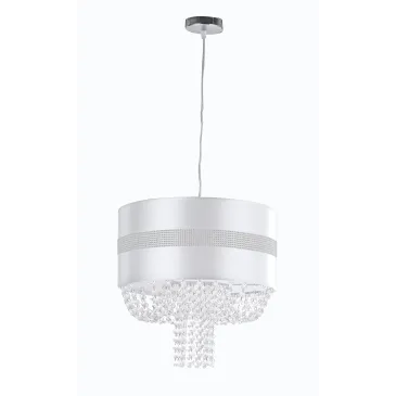 I-CHIGNON/S40 - Lampadario a Sospensione Tessuto Lucido Bianco Pendagli in Acrilico Classico E27