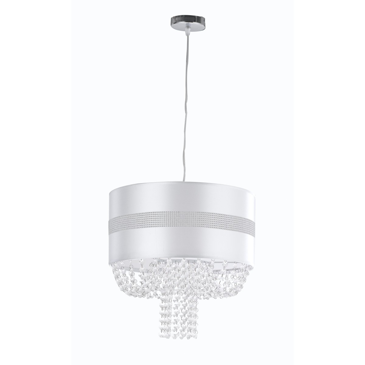 I-CHIGNON / S40 - Lustre à suspension Pendentifs en tissu blanc poli en acrylique classique E27