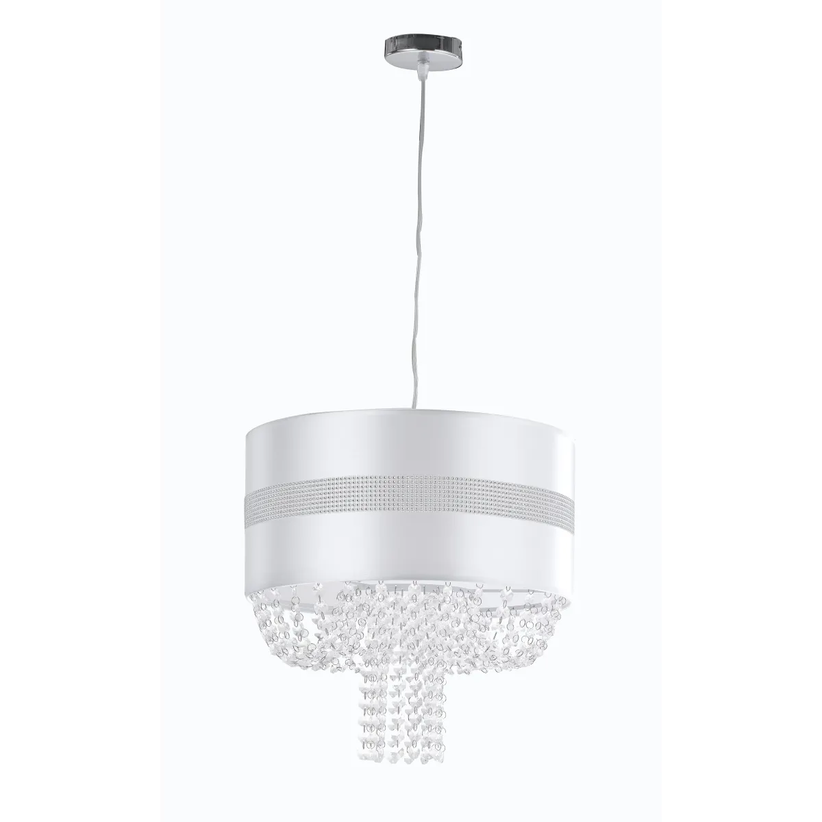 I-CHIGNON / S40 - Lustre à suspension Pendentifs en tissu blanc poli en acrylique classique E27