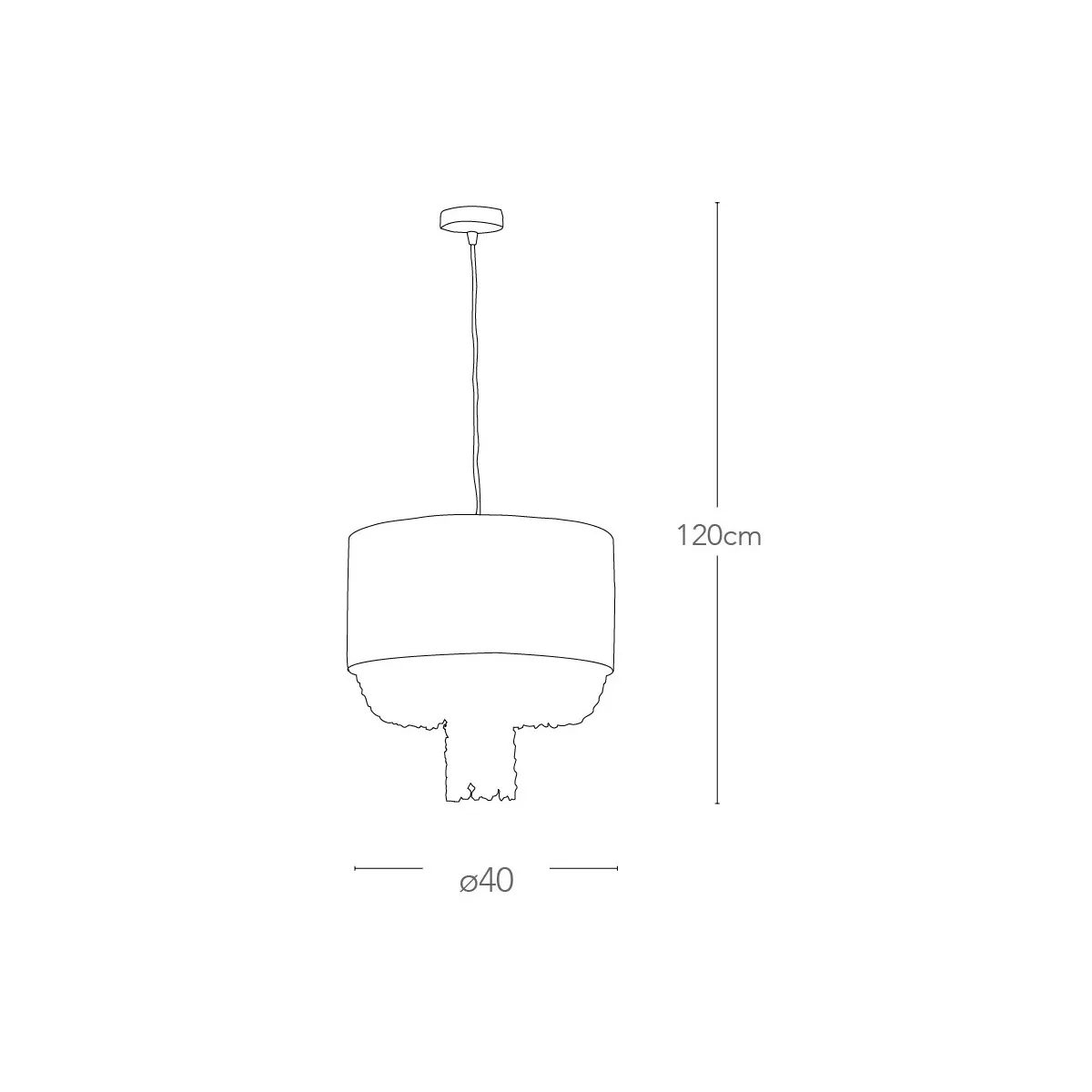 Lustre Grahm avec abat-jour circulaire en tissu gris et pendentifs acryliques FanEurope