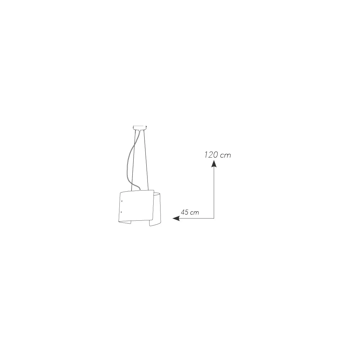 Lampadario Seventy largo 45 cm in Vetro Bianco con Decoro Geometrico Grigio e Marrone FanEurope