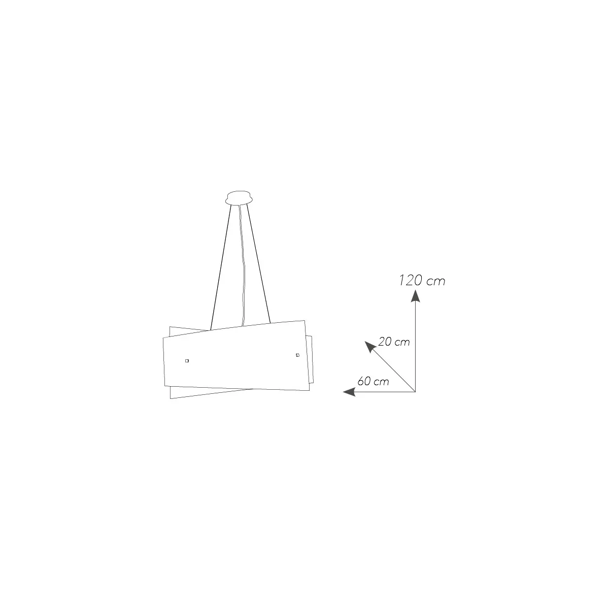 Soixante-dix lustre large de 60 cm en verre blanc avec décoration géométrique gris et marron FanEurope