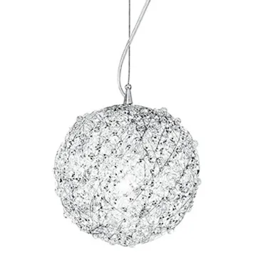 Lampadario Astra con Paralume Sferico e Decoro Intrecciato da Fili in Alluminio e Cristalli FanEurope