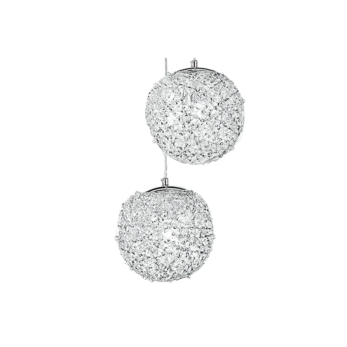 Paralumi Sferici con Decoro Intrecciato da Fili in Alluminio e Cristalli Lampadario Astra
