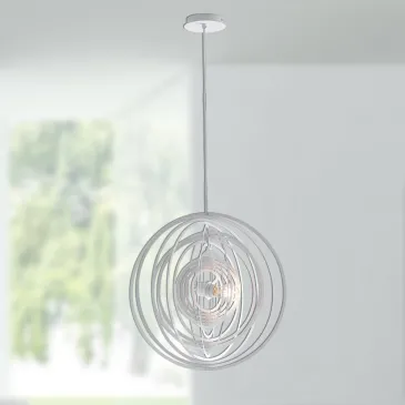 I-CLUB-S50 BCO - Lampadario Sospeso Metallo Bianco Anelli Concentrici Interno Moderno E27