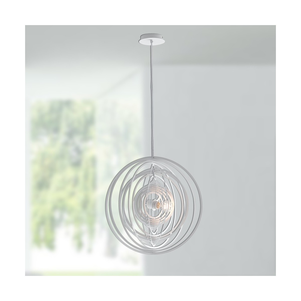 I-CLUB-S50 BCO - Lustre suspendu en métal blanc Anneaux concentriques Intérieur moderne E27
