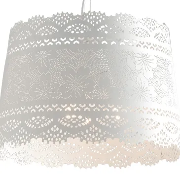 Paralume in Metallo Bianco Opaco ricamato simil Pizzo Linea Cluny