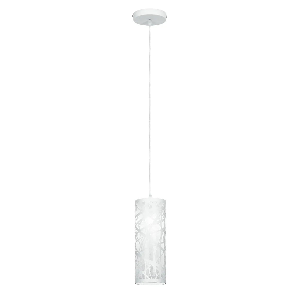 I-BATIK/S10 - Sospensione Cilindrica Acciaio Bianco decoro Astratto Intagliato Interno Moderno E27