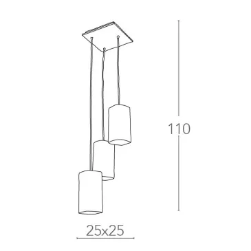 Lampadario Square 3 luci in Metallo con Paralumi Squadrati in Vetro Bianco FanEurope