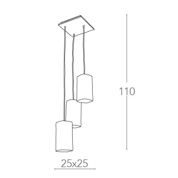 Lustre carré 3 lumières en métal avec abat-jour carrés en verre blanc FanEurope