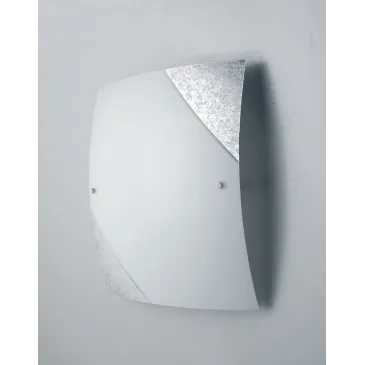 I-PARIS/4040 SIL - Plafoniera Moderna Quadrata Vetro Bianco Decoro Argento Soffitto Parete E27