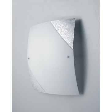 Plafoniera Quadrata moderna Per camere e soggiorni in Vetro bianco Decori Argento o Oro 3XE27