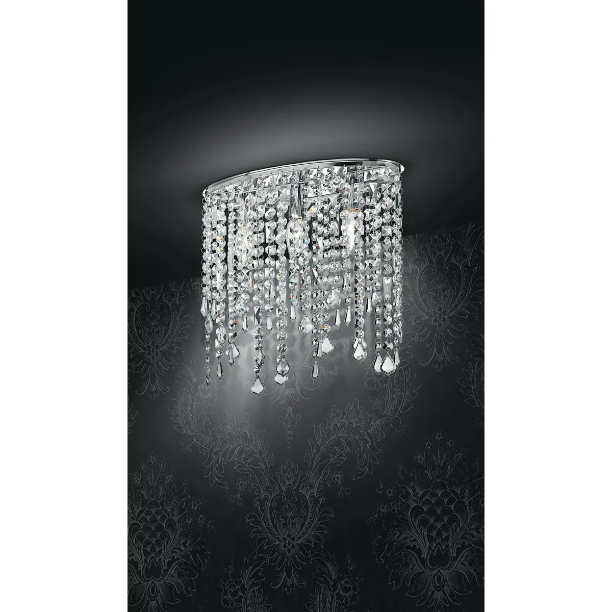 I-BREEZE / PL3 - Plafonnier ovale Pendentifs en métal K9 Crystals Classic Indoor Plafonnier E14